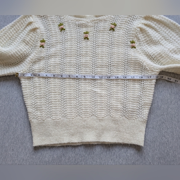 Astr Taya Embroidered Floral Crewneck Sweater in Off White - Picture 9 of 13